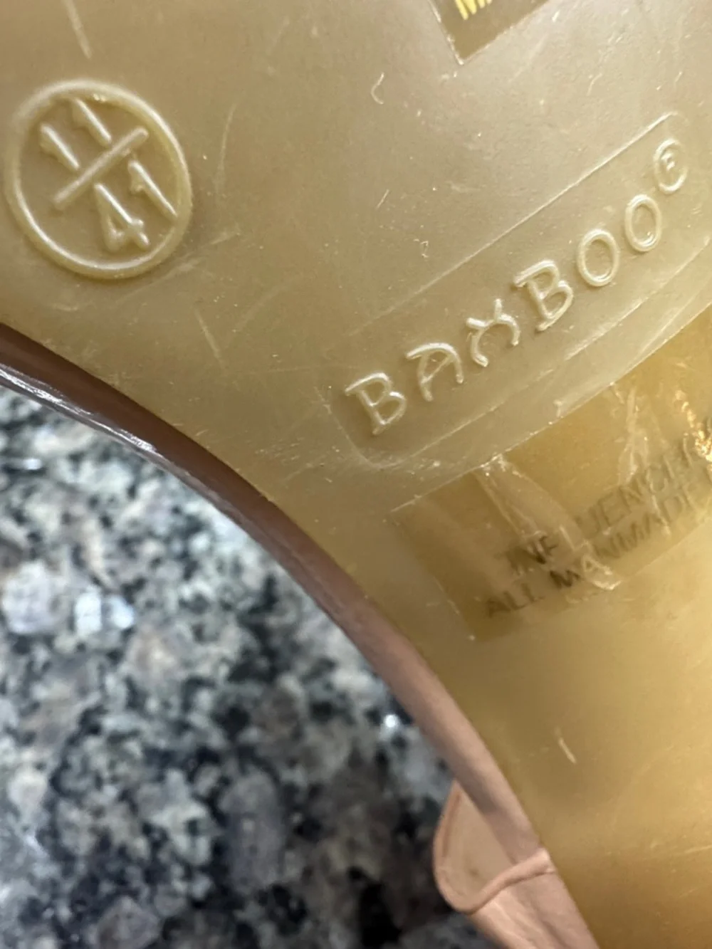 BAMBOO Nude Patent Block Heel Sandals 11